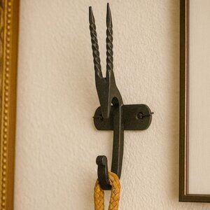 Pier 1 Imports Wrought Iron Antelope Hook | Vintage Wall Decor--Crochet Style